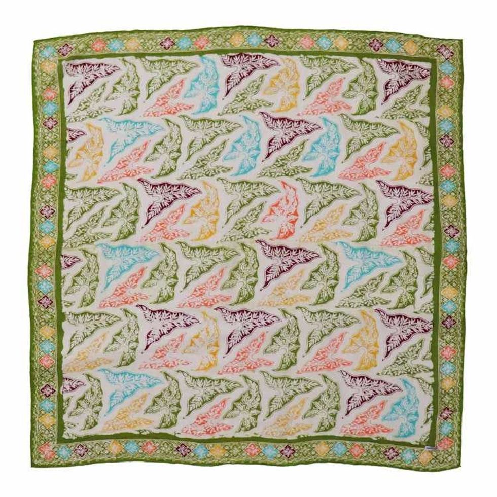 Large 39" Hand Dyed Batik Bandana, 100% Soft Cotton, Tropical Trapestry