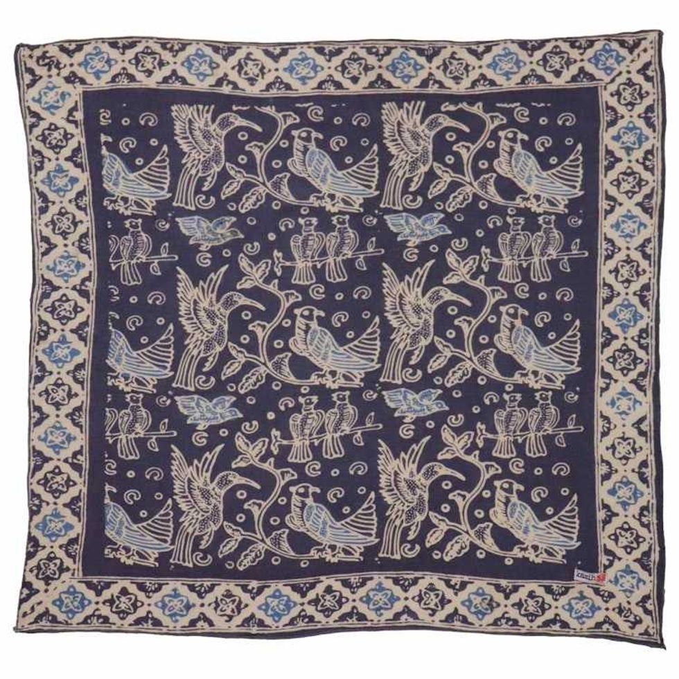 Hand Dyed Batik Bandana, 100% Soft Cotton, Bird Song (BAN0227-4)