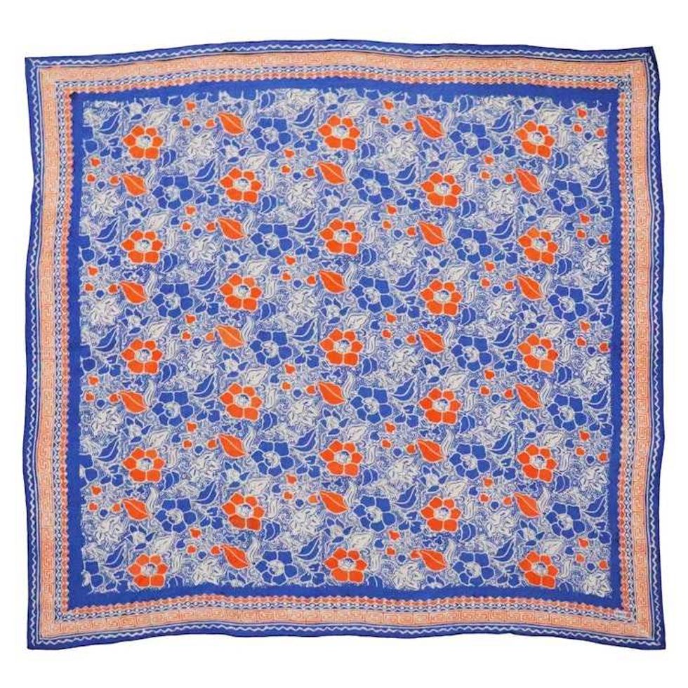 Large 39" Hand Dyed Batik Bandana, 100% Soft Cotton, Sunset Sky
