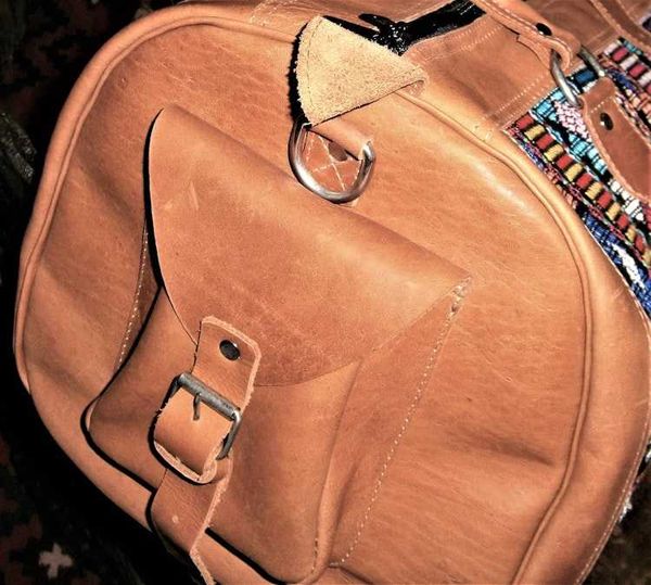 Alternate image for Guatemalan Leather & Huipile Travel Bag