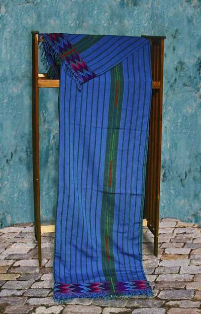 Alternate image for Handmade King Size Blue Zacualpa Bedspread & Two Matching Throw Pillow Cover Set