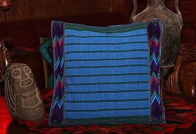 Alternate image for Handmade King Size Blue Zacualpa Bedspread & Two Matching Throw Pillow Cover Set