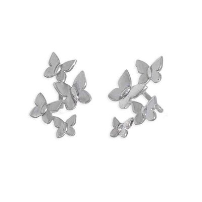 Alternate image for Sterling Silver Butterfly Cluster Stud Earrings