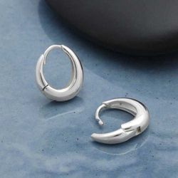 Image for Sterling Silver Teardrop Huggie Hoop