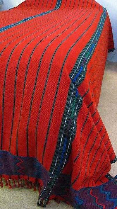 Alternate image for King Size Red Zacualpa Bedspread & Two Matching Throw Pillow Cover Set