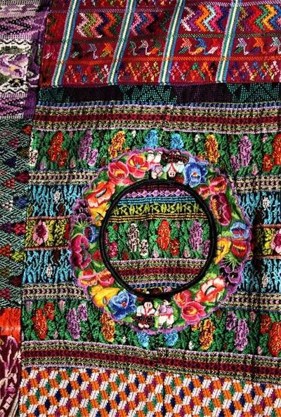 Alternate image for Queen-size Mixed Huipile Guatemalan Patchwork Quilt Set