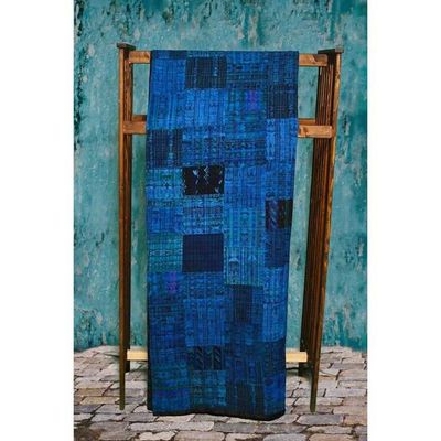 Alternate image for Handmade King-size Vivid Blue Guatemalan Patchwork Quilt Set