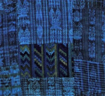 Alternate image for Handmade Queen-size Vivid Blue Guatemalan Patchwork Quilt Set