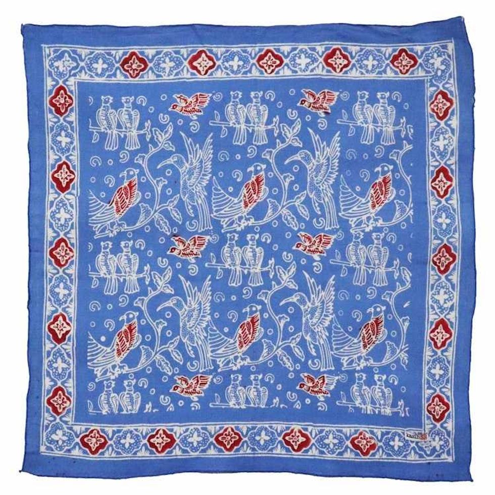 Hand Dyed Batik Bandana, 100% Soft Cotton, Bird Song (BAN0227-3)