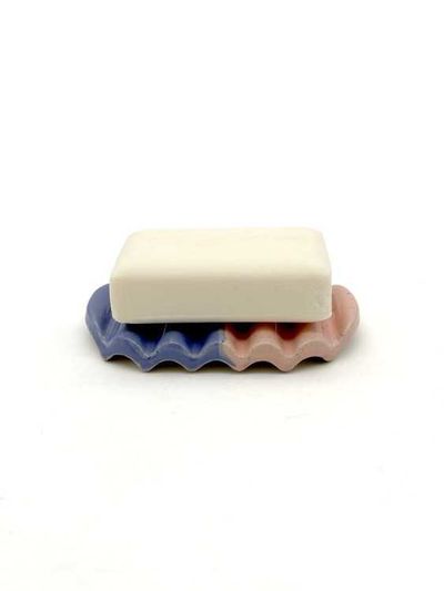 Alternate image for Indigo Pink Colorblock Ceramic Soap Dish