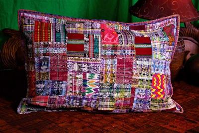 Alternate image for Handmade Queen-size Rose and Mixed Pastels Guatemalan Patchwork Quilt Set