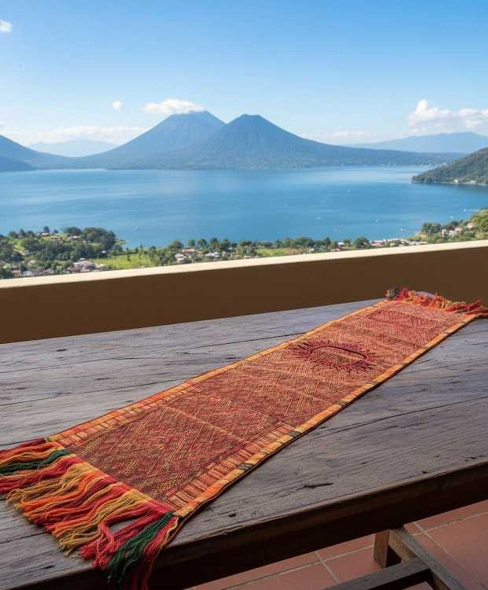 Beautiful Sun-Kissed Amber Huipile Table Runner