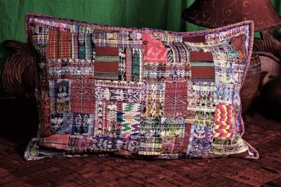 Alternate image for Handmade King-size Rose and Mixed Pastels Guatemalan Patchwork Quilt Set