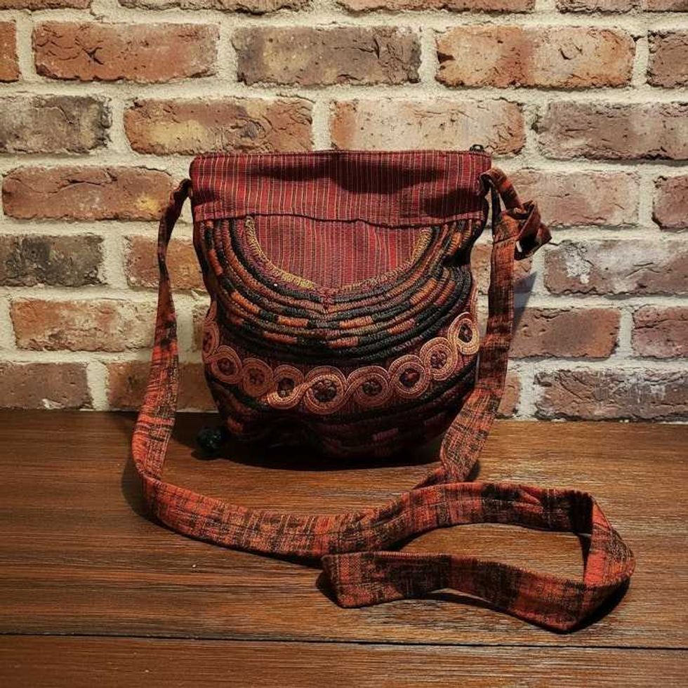 Deep Red Guatemalan Embroidered Crossbody Bag