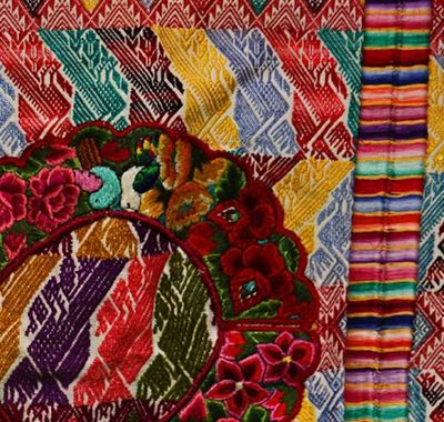 Alternate image for Queen-size Mixed Huipile Guatemalan Patchwork Quilt Set