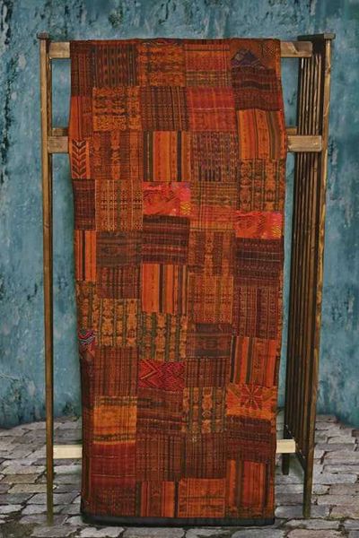 Primary image for Handmade Queen-size Rust and Terracotta Guatemalan Patchwork Quilt Set