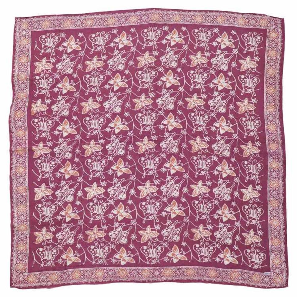 Large 39" Hand Dyed Batik Bandana, 100% Soft Cotton, Royal Flutter