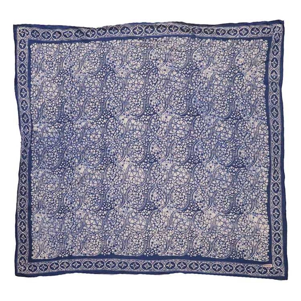 Large 39" Hand Dyed Batik Bandana - Soft Lightweight Cotton, Blue Stone