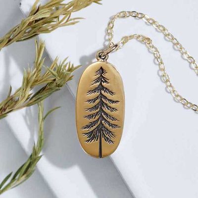 Alternate image for Oval Pine Tree Necklace