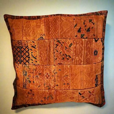Alternate image for Sun-Kissed Amber Guatemalan Patchwork Mixed Huipile Guatemalan Throw Pillow Cover