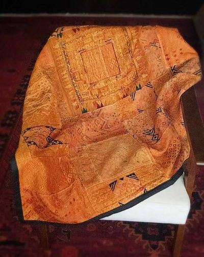 Alternate image for Beautiful Sun-Kissed Amber Guatemalan Mixed Huipile Embroidered Blanket or Throw