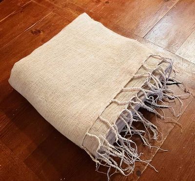 Alternate image for Handloomed Soft, Warm Yak Wool Throw Blanket or Wrap - Wheat
