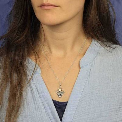 Alternate image for Sterling Silver Mountain Necklace with Bronze Sun