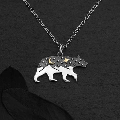 Alternate image for Bear Necklace with Bronze Moon