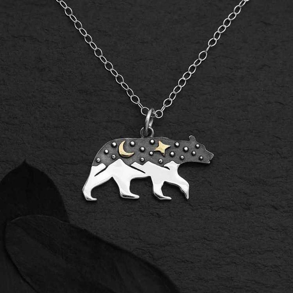 Bear Necklace with Bronze Moon