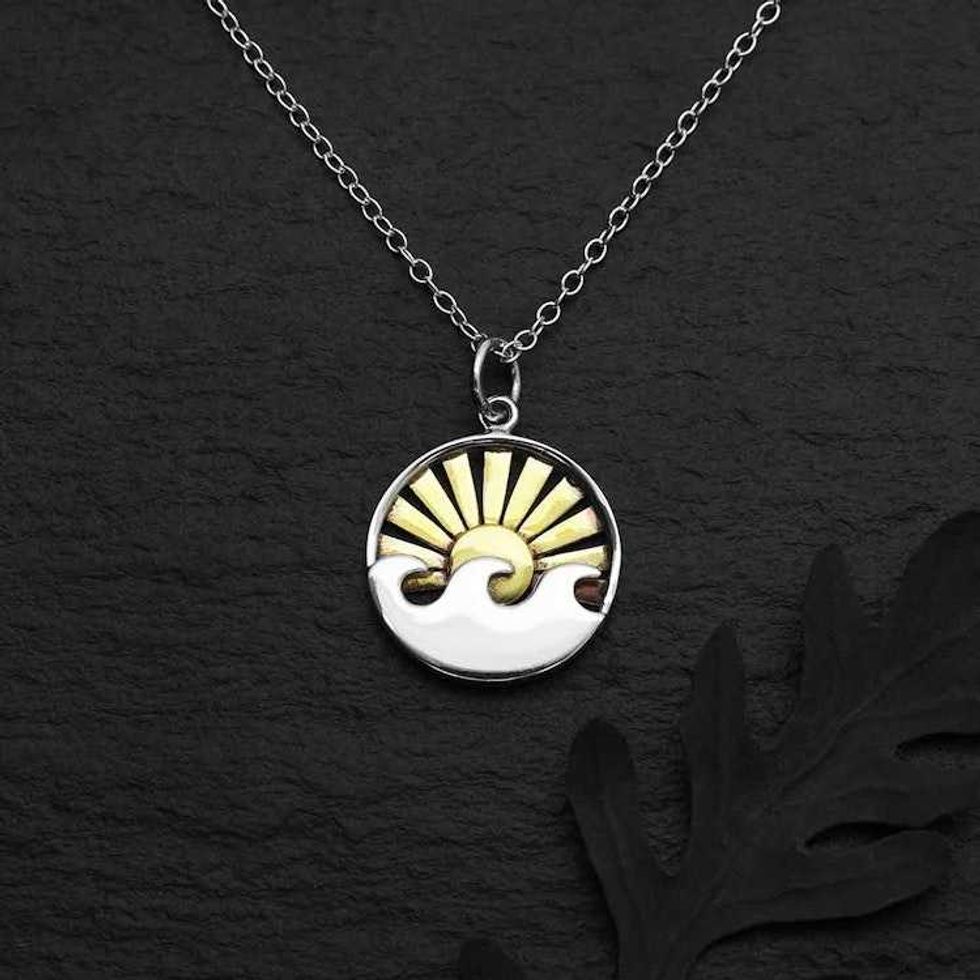 Wave Necklace with Bronze Sun