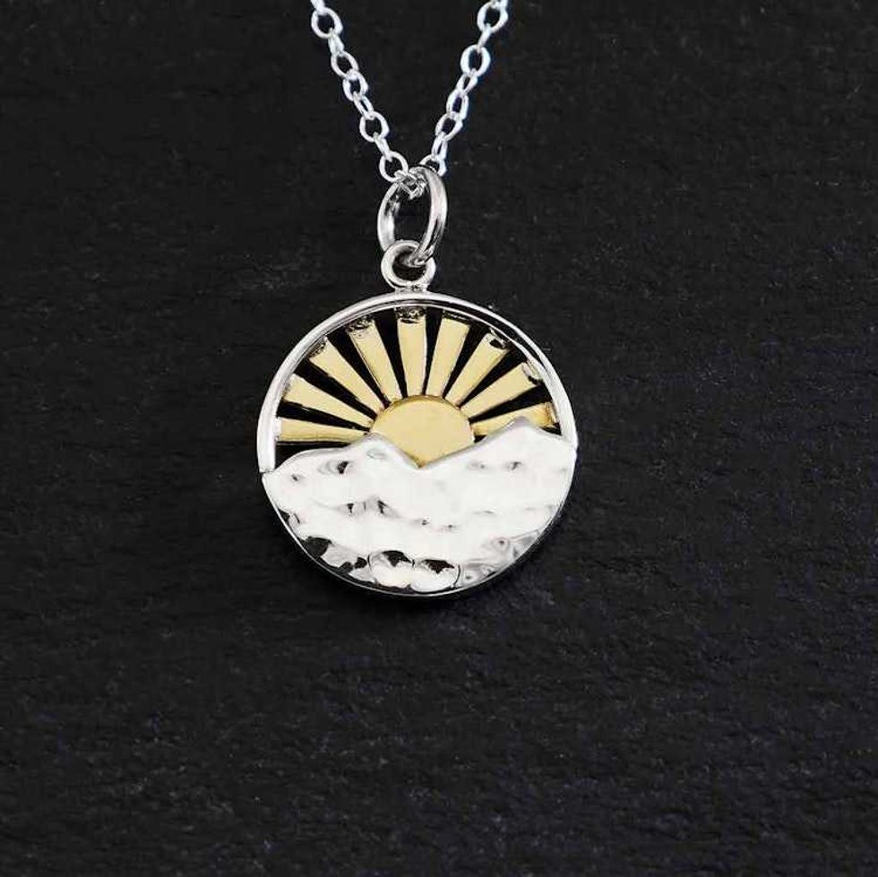 Mountain with Bronze Sun Rays Necklace