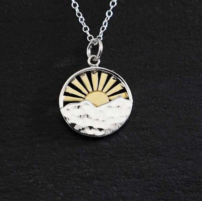 Alternate image for Mountain with Bronze Sun Rays Necklace
