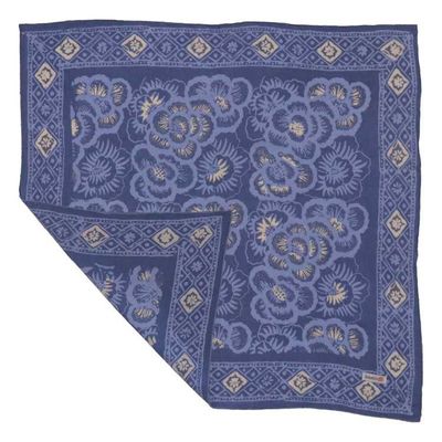 Alternate image for Batik Bandana Blue Roses, Lightweight 100% cotton, Hand Dyed Hand Painted