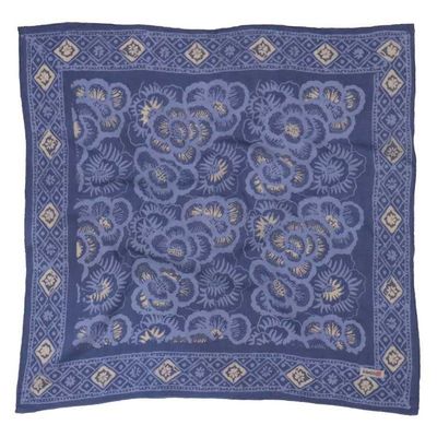 Alternate image for Batik Bandana Blue Roses, Lightweight 100% cotton, Hand Dyed Hand Painted