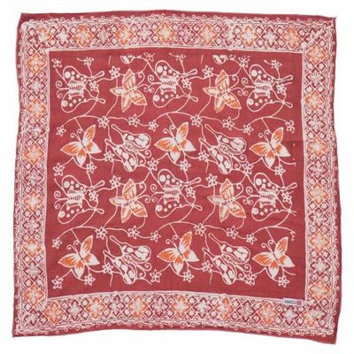 Alternate image for Hand Dyed Batik Bandana, Royal Flutter, Purple Butterfly, 100% Cotton