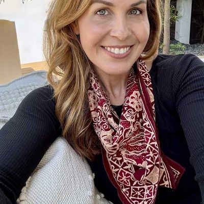 Alternate image for Hand Dyed Batik Bandana, 100% Soft Cotton, Sunlit Garden, Red Burgundy