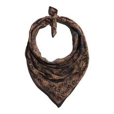 Alternate image for Hand Dyed Batik Bandana Spotted Flower, Grey, Blue, Hair Cover Scarf, Cotton