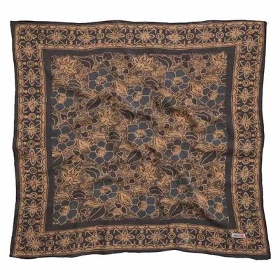 Alternate image for Hand Dyed Batik Bandana Spotted Flower, Grey, Blue, Hair Cover Scarf, Cotton