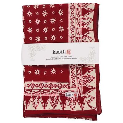 Alternate image for Hand Dyed Batik Bandana, 100% Soft Cotton, Celebrations, Red
