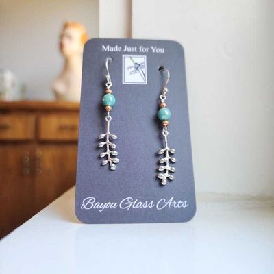 Alternate image for Handmade Long Dangle Earrings with Sterling Silver Ear Wires