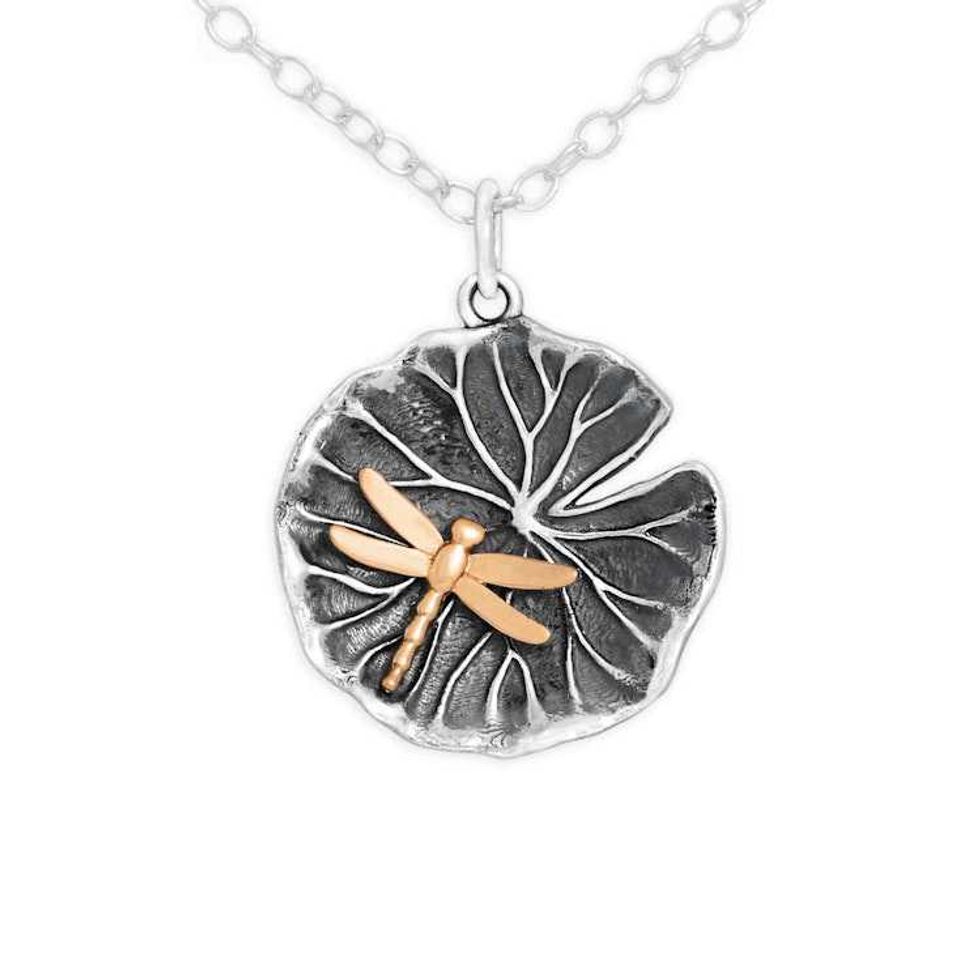 Lily Pad with Dragonfly Necklace
