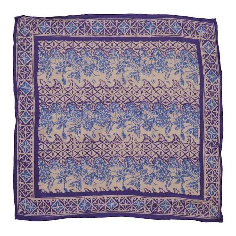 Batik Bandana, Soft Lightweight Cotton, Vines in Navy Blue