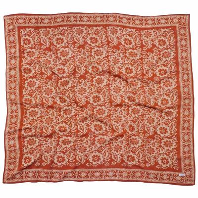 Alternate image for Large 39 Hand Dyed Batik Bandana Lightweight 100% cotton, Auburn Orange, red brown Burnt