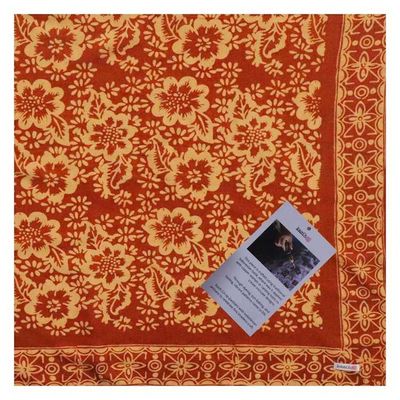 Alternate image for Large 39 Hand Dyed Batik Bandana Lightweight 100% cotton, Auburn Orange, red brown Burnt