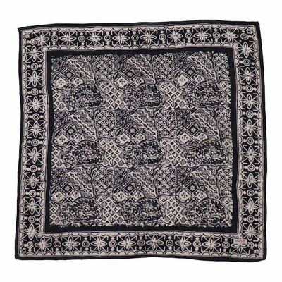 Primary image for Hand Dyed Batik Bandana, 100% Soft Cotton, World Blossom, Black White