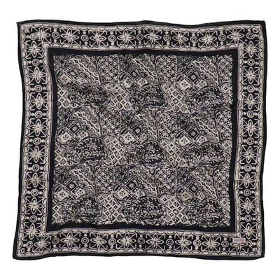 Alternate image for Hand Dyed Batik Bandana, 100% Soft Cotton, World Blossom, Black White