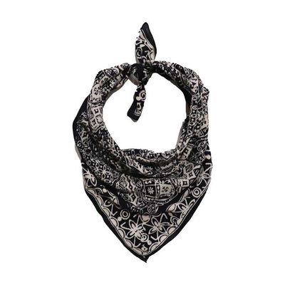 Alternate image for Hand Dyed Batik Bandana, 100% Soft Cotton, World Blossom, Black White