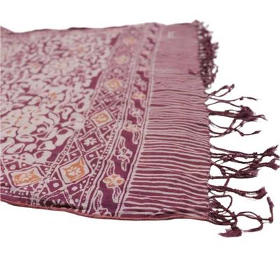 Alternate image for Hand Dyed Batik Scarf - Soft Cotton - Plum Haze, Purple