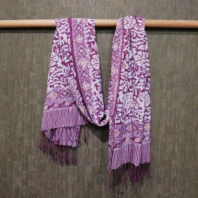 Alternate image for Hand Dyed Batik Scarf - Soft Cotton - Plum Haze, Purple