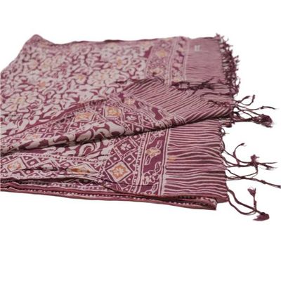 Alternate image for Hand Dyed Batik Scarf - Soft Cotton - Plum Haze, Purple